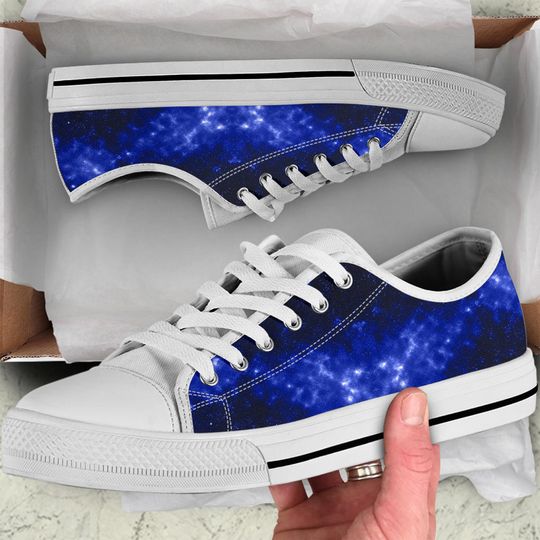 Blue Galaxy Low Top Sneakers, Birthday Gifts for Girlfriend  Shoes Women Casual Tie Sneakers
