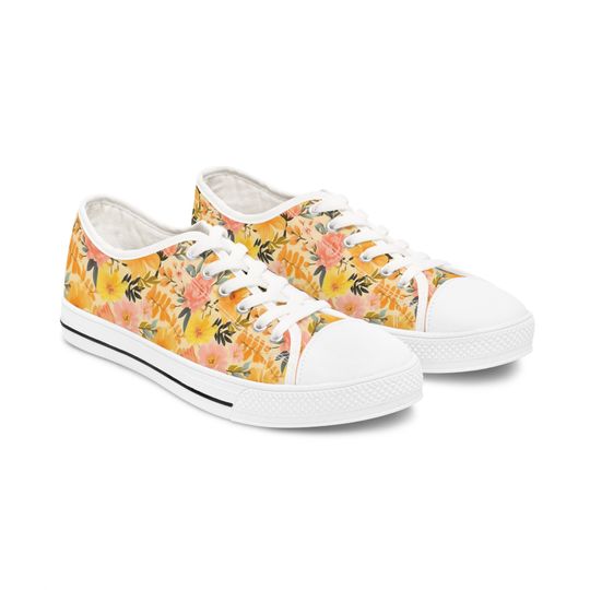 Women's Low Top Sneakers, Flower Shoes, Floral, Flowers, Flower Sneakers, Gift, Birthday Gift, Mother's Day gift, Shoe, daughter gift, Fun