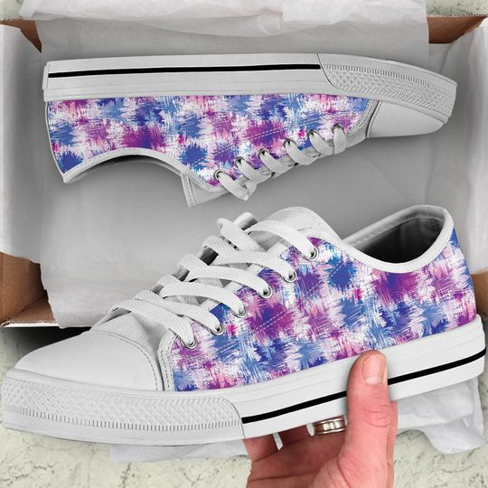 Splash of Color Low Top Sneakers, Girls Shoes Gifts for Her  Shoes Women Summer Sneakers Painted Shoes