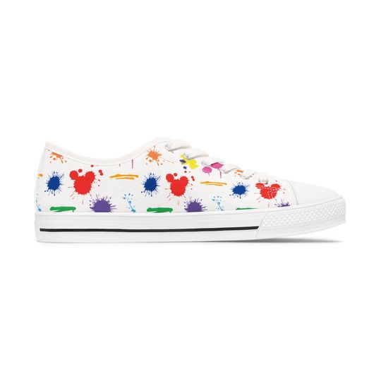 Mickey Paint Splatter Splash Spray Women's Low Top Sneakers, Disney Shoes, Mickey Mouse Sneakers