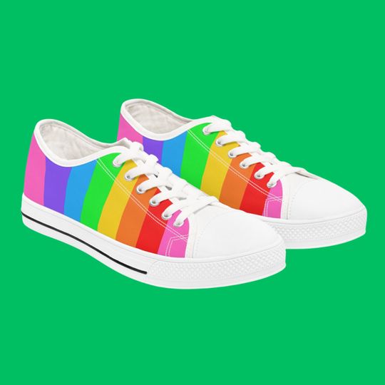 Women's Bright Rainbow Low Top Sneakers, Rainbow Trainers, Rainbow Print Sneakers