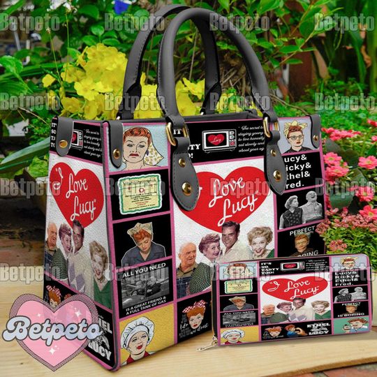 I Love Lucy Leather Handbag, I Love Lucy Shoulder Bag, Crossbody Bag, Top Handle Bag, No Wallet