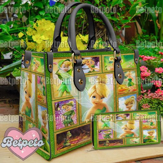 Tinker Bell Christmas Leather Handbag, Tinker Bell Christmas Shoulder Bag, Crossbody Bag, Top Handle Bag, No Wallet
