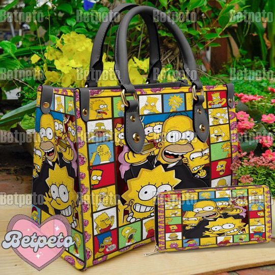 The Simpsons Family Leather Handbag, The Simpsons Family Shoulder Bag, Crossbody Bag, Top Handle Bag, No Wallet