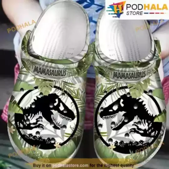 Mamasaurus Tropical Dinosaur 3D Funny Clog Shoes, Gift For Fan