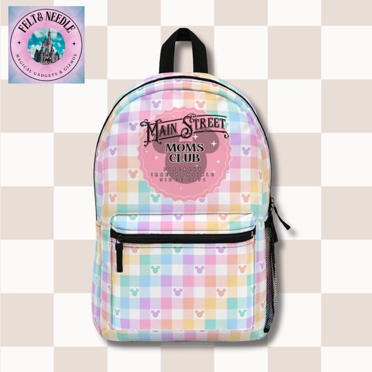Backpack, Mickey Gingham Pattern, Main Street Moms Club, Fiscally Irresponsible Since 1971, School Bag, Travel Backpack, Disney Fan Gift