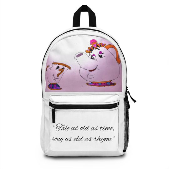 Backpack - Mrs Potts and Chip Fans Bag, Beauty and the Beast Theme, School Rucksack, Travel Knapsack, Disney Lover Gift, Cute Backpack