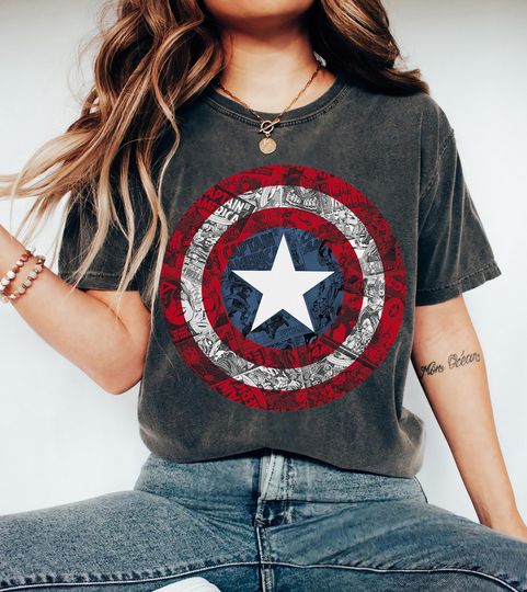 Marvel Captain America Avengers Shield Vintage Retro Comic T-Shirt, Disneyland Family Matching Shirt, Marvel Comic Shirt, Epcot Theme Park