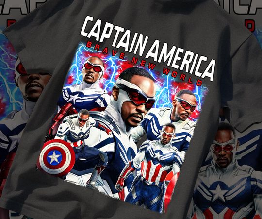 Captain America Brave New World T-Shirt  Vintage Superhero Graphic Tee, Retro Marvel Fan Apparel, Patriotic Comic Book Streetwear