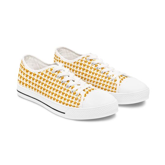 White Cheerful Star Patterned Women Low Top Sneakers Perfect for Spring, Casual Wear, Gifts, Festivals, Everyday Style, Unique Footwear
