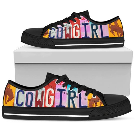 Cowgirl Black Low Top Shoes, Mother's Day Gifts for Birthday, Low Top Shoes