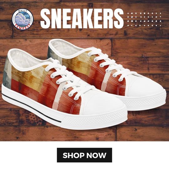 Harmony in Blocks Women's Low Top Trainers, Boho Women's Sneakers, Low-top Sneakers, Sleek style, Modern Casual Sneakers, Street shoes