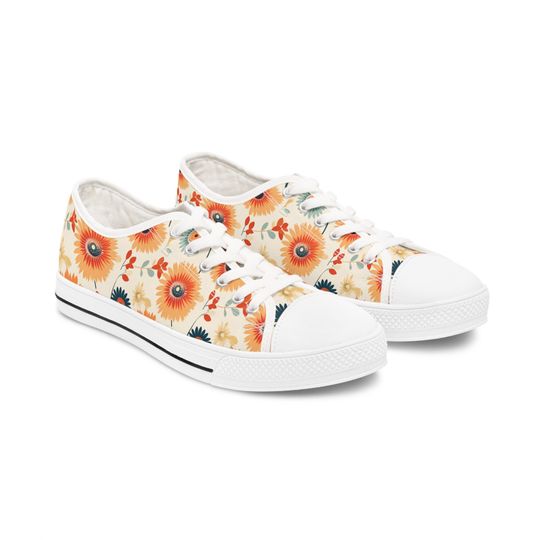 Women's Low Top Sneakers, Flower Shoes, Floral, Flowers, Flower Sneakers, Gift, Birthday Gift, Mother's Day gift, Shoe, gift for my friend