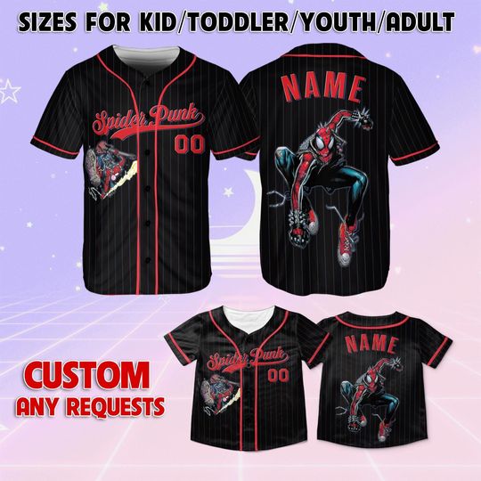 Spiderman Spiderverse Spider Punk Jersey, Marvel Spider Punk Kids Jersey, Across the Spider-Verse Shirt, Custom Spider Verse Jersey