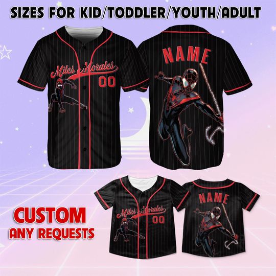 Spiderman Spiderverse Miles Morales Jersey, Marvel Miles Morales Kids Jersey, Across the Spider-Verse Shirt, Custom Spider Verse Jersey