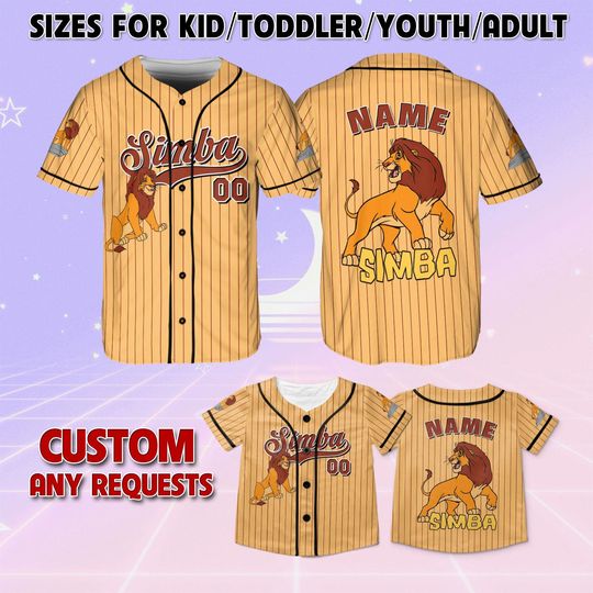 Lion King Simba Baseball Jersey, Disney Lion King Jersey, Simba Character Jersey, Lion King Family Matching Jersey, Disney World Trip Shirt