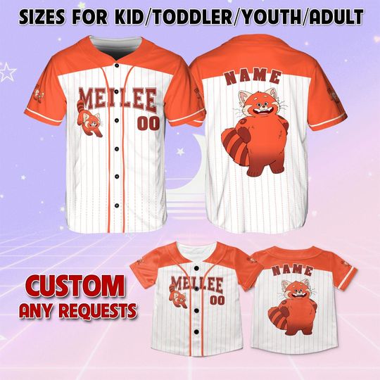Turning Red Mei Lee Baseball Jersey, Disney Mei Lee Characters Jersey, Turning Red Cartoon Shirt, Disney Matching Jersey