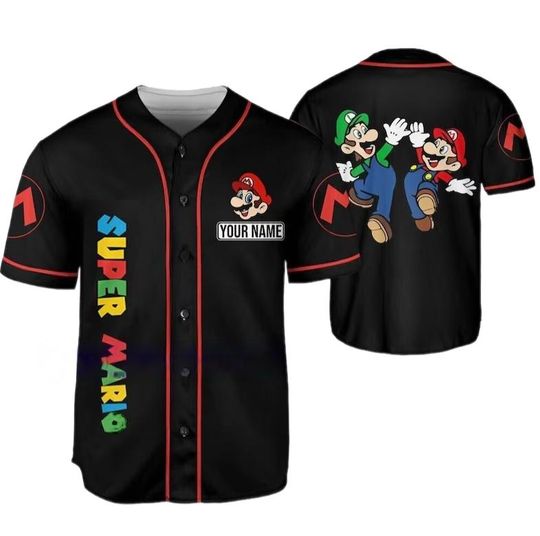 Personalize Mario And Luigi Happy, Custom Super Mario Baseball Jersey, Family Uniform Movie Game Jersey, Gift For Fans, Birthday Gift