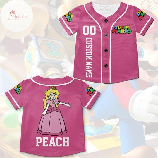 Personalized Super Mario Baseball Jersey, Super Mario Luigi Princess Peach Birthday Girl Jersey, Mario Birthday Boy Tee, Mario Family Shirt