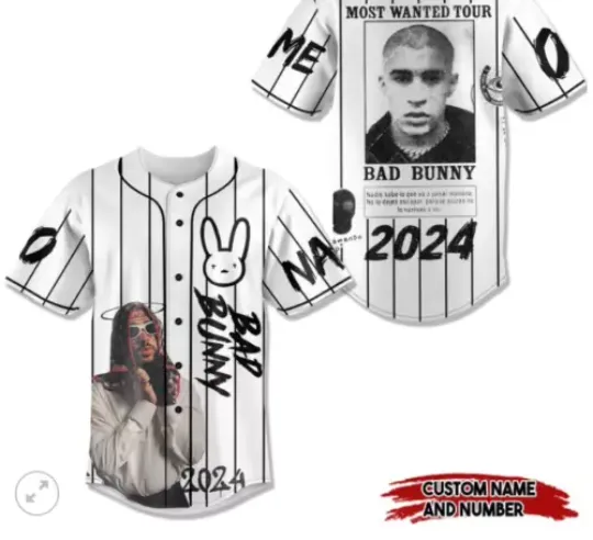 Bad Bunny Me Porto Bonito The Most Wanted Tour 2024 baseball jersey