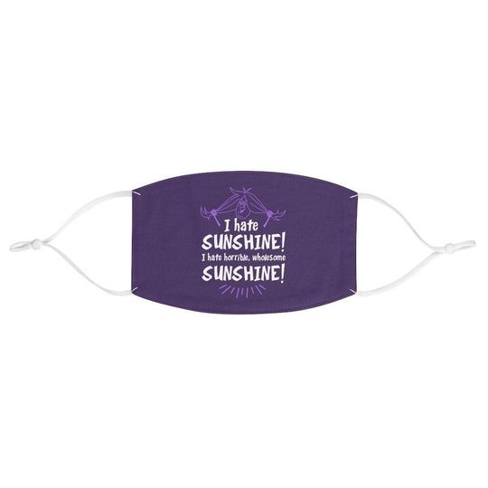 The Sword in the Stone Mask, I Hate Sunshine, Madam Mim Face Mask, Washable Cloth Face Mask, Unisex Face Mask Made in USA, Disney Villains