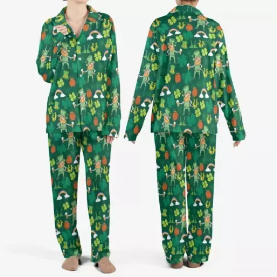 St.Patrick's Day Pajama Set- Funny Shamrock Pajama Set Gift For Men Women