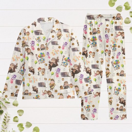 Up Movie Pajamas Set, Carl And Ellie Pajamas, Disney Pixar Up Holiday Pajamas, Pajamas For Party, Pajamas Pants, Cartoon Movie Pjs