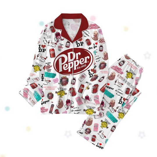 Dr Pepper Pajamas Set, Dr Pepper Women Pajamas, Soda Drink Shirt, Drinking Pajamas For Party, Family Vacation Shirt, Soda Lover Gift