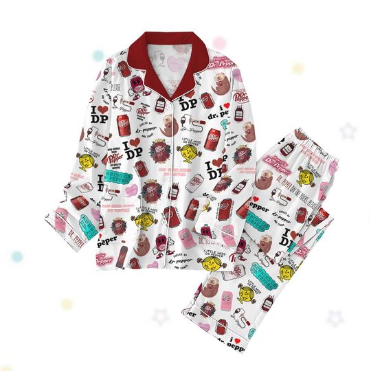 Dr Pepper Pajamas Set, Dr Pepper Holiday Pajamas, Soda Drink Women Shirt, Pajamas For Party, Summer Trip Shirt, Soda Lover Gift