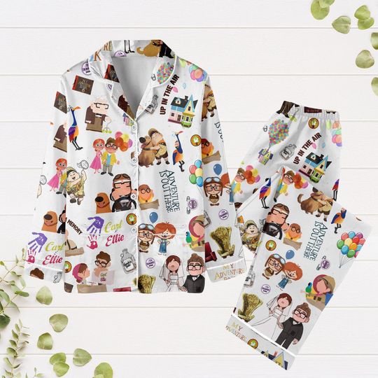 Carl And Ellie Pajamas Set, Up Movie Holiday Pajamas, Valentines Day Pjs, Disney Honeymoon Gifts, Valentines Day Gift, Pajamas Pants