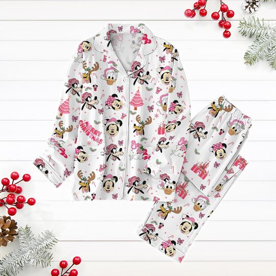 Mickey's Very Merry Xmas Party 2024 Pajamas Set, Disney Santa Mickey And Friends Group Holiday Pajamas, Disneyland Christmas Pj Set