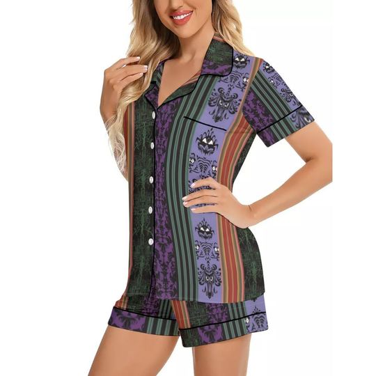Haunted Mansion Pajama Set With Short Sleeve , gothic lounge and sleepwear set