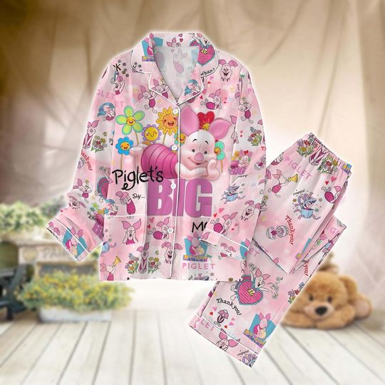 Disney Piglet Pajamas Set, Winnie The Pooh Piglet Sleepwear, Disneyland Matching Family Shirt, Piglet Cartoon Loungewear