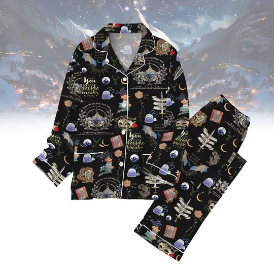 Fourth Wing Pajamas Set, Velaris City Of Starlight Holiday Pajamas, The Night Court Pj Set, Acotar Only You Can Decide What Breaks You
