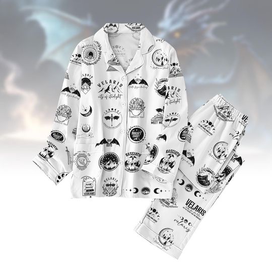 Velaris Pajamas Set, Velaris City of Starlight Sleepwear, Acotar TShirt Pants Set, The Night Court Long Sleeve Pajamas Set