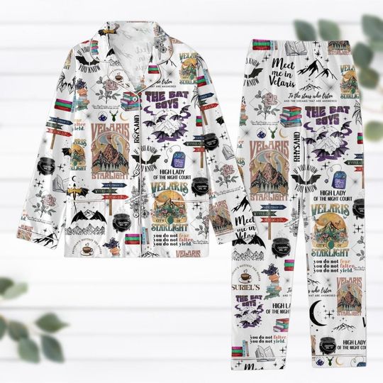 Velaris Pajamas Set, Velaris City of Starlight Pajamas Pants, Night Court T-Shirt Pants Set, Book Lover Gift, Sarah J Maas Apparel