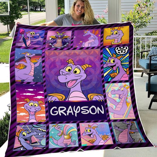 Figment One Little Spark Epcot Park Blanket/Purple Dragon Blanket/Disneyland Epcot Figment Fleece Blanket Couch Sofa Gifts Blanket