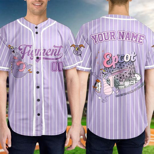Custom Figment Little Spark Baseball Jersey, Funny Purple Dragon Family Trip Outfit, Figment Baseball Jersey Sport Gift For Fans