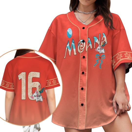 Disney Coquette Bow Moana Maui Pua Hei Hei Baseball Jersey, Disneyworld Disneyland Family Trip Matching 2025