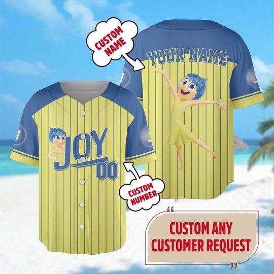 Custom Joy Inside Out Baseball Jersey, Inside Out Baseball Jersey Team, Inside Out Jersey Shirt, Magic Kingdom Shirt, Family Trip Gift