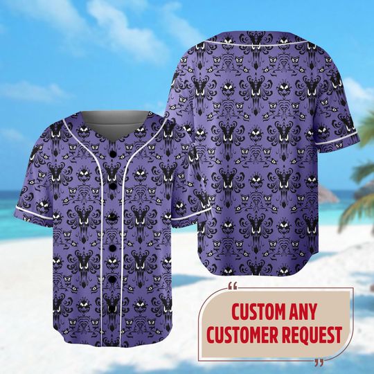 Custom Haunted Mansion Baseball Jersey, Haunted House Jersey Team, Halloween Baseball Shirt, Horror Movie Shirt, Hitchhiking Ghosts Shirt