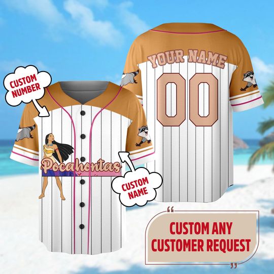Discover Personalized Princess Pocahontas Baseball Jersey, Custom Pocahontas Basketball Jersey Team, Magic Kingdom Trip Shirt, Princess Lover Tee