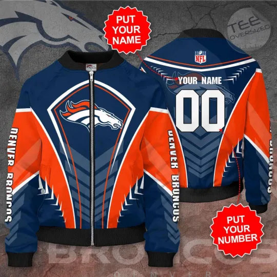 Personalized Name - Number Denver Broncos Bomber Jacket Football Team Jacket