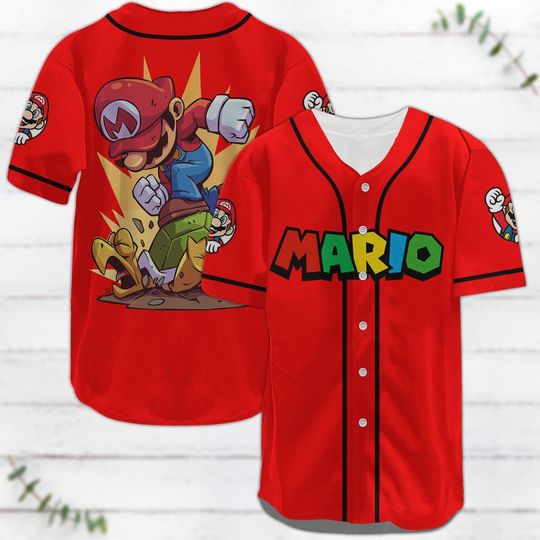 Super Mario Baseball Jersey, Gaming Baseball Shirt, Video Game Jersey Shirt For Men, Gifts For Him, Football Jersey, Athletic Jersey