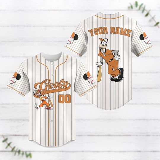 Custom Goofy Striped Line Baseball Jersey, Disney Goofy Dog Baseball Shirt, Disneyland Jersey Shirt, Disney World Shirt, Disney Trip