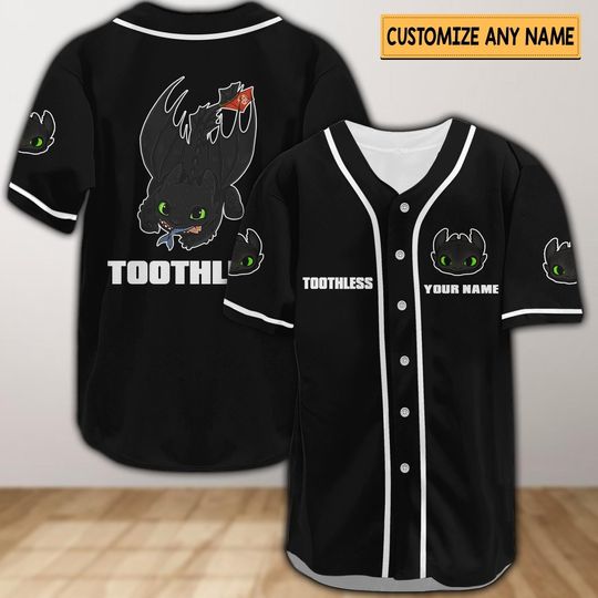 Custom Toothless Baseball Jersey Shirt, Night Fury Baseball Shirt, How To Train Your Dragon Shirt, Disney Movie Jersey Shirt, Fan Gifts