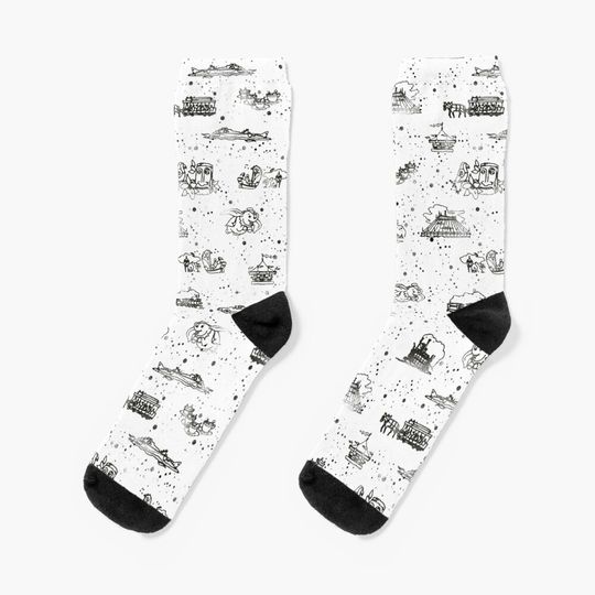 Discover Magic Kingdom Retro (ink) Socks