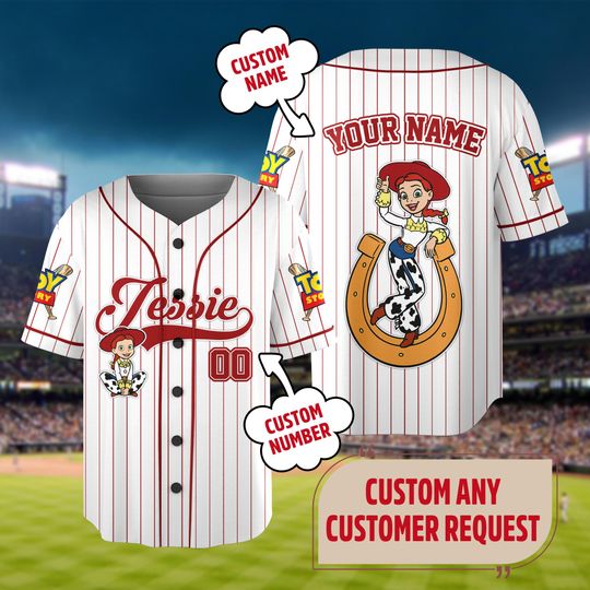 Custom Toy Story Jessie Baseball Jersey, Custom Kid Youth Adult Baseball Shirt, Toy Story Sport Outfit, Gift For Magic Kingdom Girl Trip