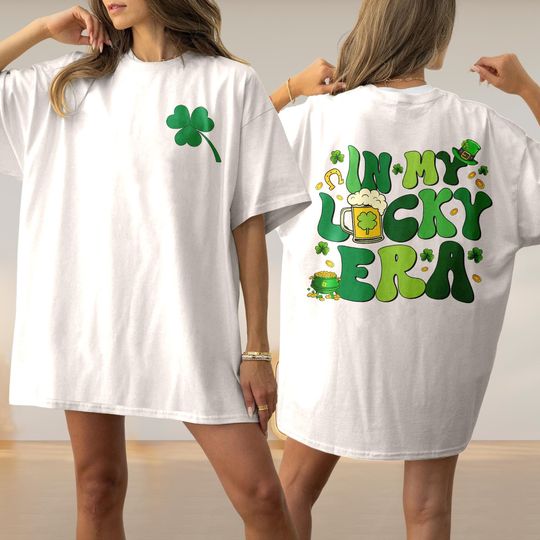 In My Lucky Era Saint Patrick's Day 2 Sided Shirt, St Patricks Day Ireland Family Shirt For Party, Shamrock Irish People, Clover Lucky Shirt