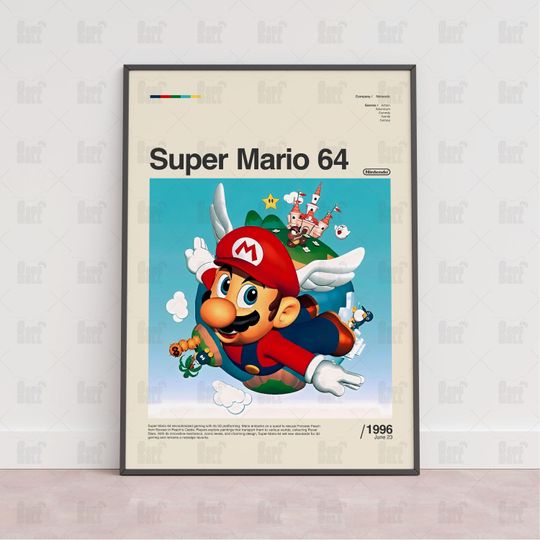 Super Mario 64 Poster, Gaming Room Poster, Gaming Wall Poster, Gaming Print Poster, Game Gift, Video Games Poster, Gaming Poster